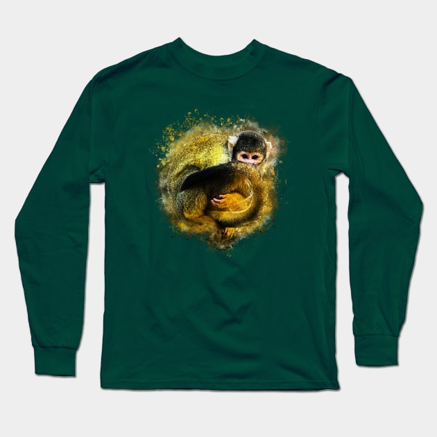 Squirrel Monkey Long Sleeve T-Shirt by ElviraDraat